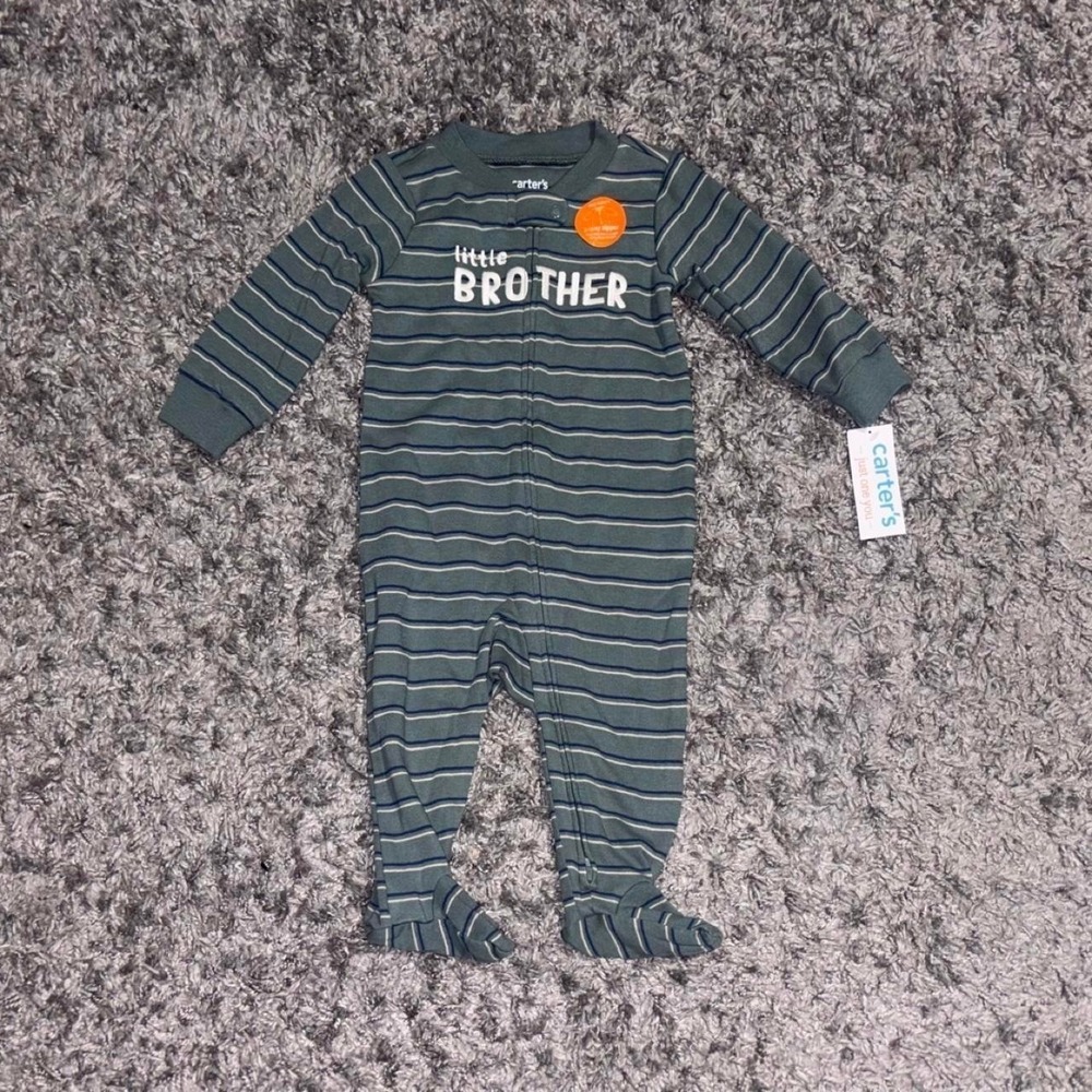 Carter's Green  Baby Boys 9M Brand New Infant Sleepwear Little Brother